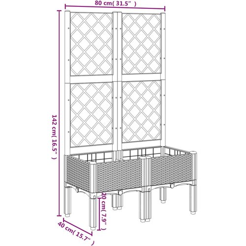  Vrtna sadilica s re&amp;scaron;etkom svjetlosiva 80 x 40 x 142 cm PP Slike