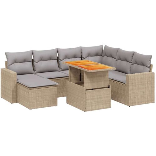 VidaXL 8-dijelni set vrtnih sofa od poliratana s jastucima bež Slike