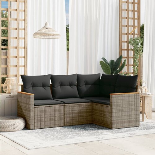  4-dijelni set vrtnih sofa od poliratana s jastucima sivi Cijene