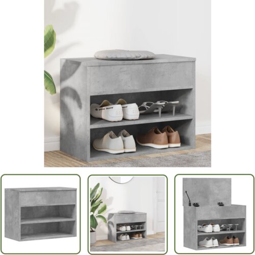 The Living Store Klop za čevlje betonsko siva 60x30x45 cm iverna plošča - Klop Za Čevlje, (21744395) Cene