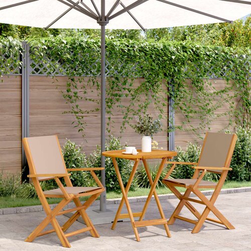 VidaXL 3-dijelni bistro set od tkanine i masivnog drva smeđesivi Slike
