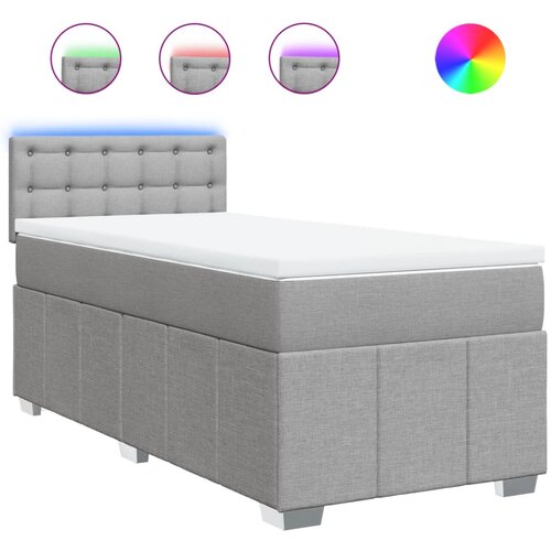 vidaXL Box spring postelja z vzmetnico svetlo siva 90x200 cm blago, (21306482) Cene