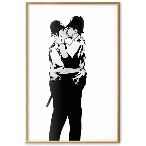  Plakat - Kissing Coppers 21x30 Zlatni okvir Slike