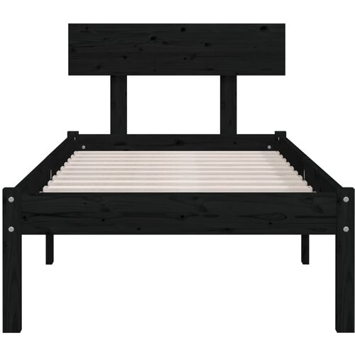  Okvir za krevet od masivnog drva crni 75 x 190 cm mali Slike