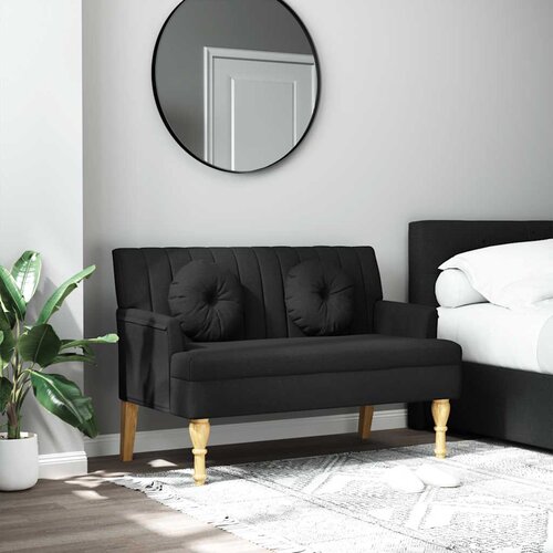  Klupa s jastucima crna 113 x 64,5 x 75,5 cm od tkanine Cijene