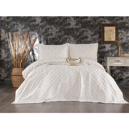 Antalya Merlin - Cream Cream Double Bedspread Set Cene