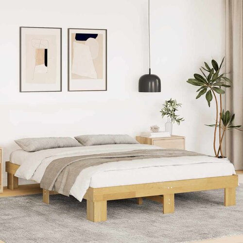 VidaXL posteljni okvir brez vzmetnice 140x200 cm masivni les hrast Slike