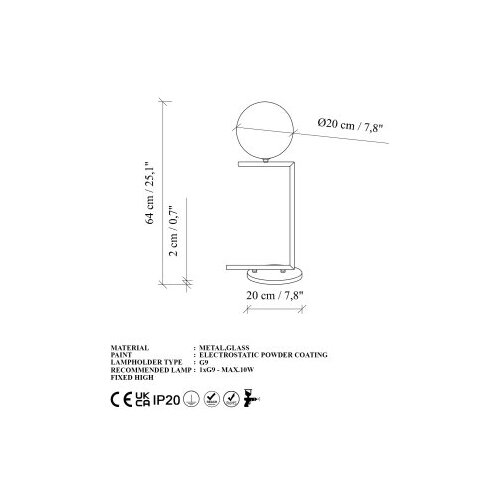 Opviq Luminar-14175 stona lampa, 29x20x64 cm, crna Slike