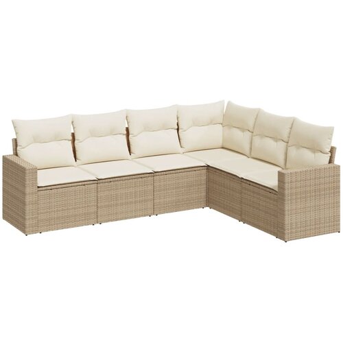 VidaXL 6-dijelni set vrtnih sofa s jastucima bež od poliratana Slike