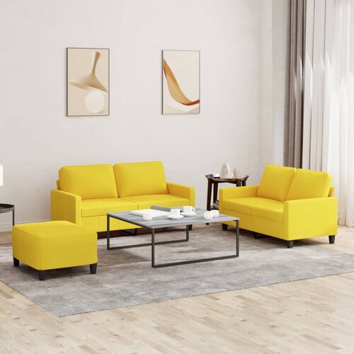 3-dijelni set sofa s jastucima svjetložuti od tkanine Cene
