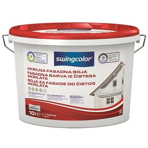 SWINGCOLOR Fasadna barva iz čistega akrilata Swingcolor (barva: bela, 10 l, mat)