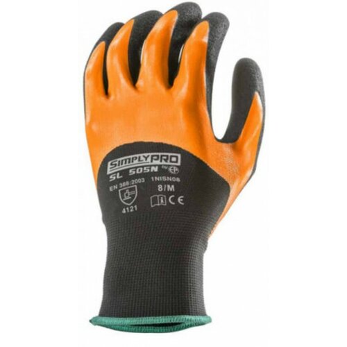 Coverguard glove polyester black with orange/black nitrile double coating veličina 08 ( 1nisn08 ) Slike
