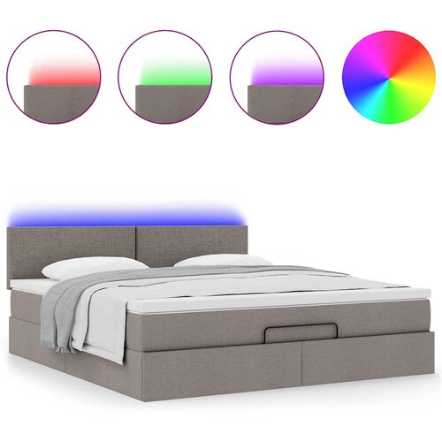 vidaXL Otomanski posteljni okvir z vzmetnico taupe 160x200 cm blago, (21653314) Cene