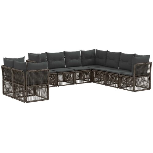 vidaXL Vrtna sedežna garnitura 9 pcs Siva poli ratan, (5000269414) Cene