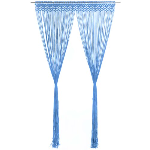 VidaXL Zavesa makrame modra 140x240 cm bombaž Slike