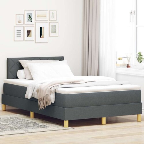 VidaXL Krevet s opružnom kutijom s madracem Tamno siva 120x190 cm Tkanina Slike