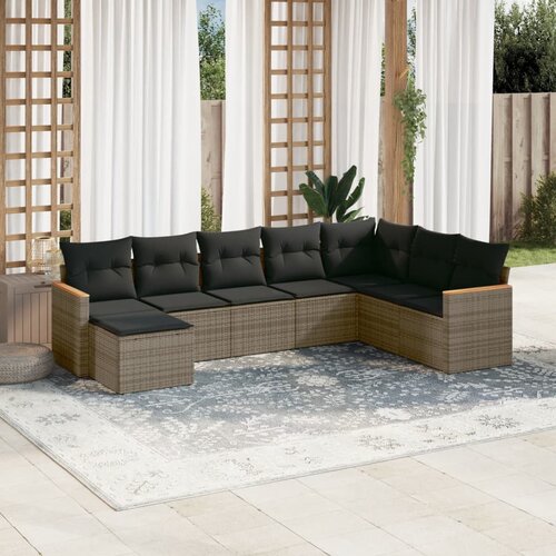 vidaXL 8-dijelni set vrtnih sofa od poliratana s jastucima sivi Cijene