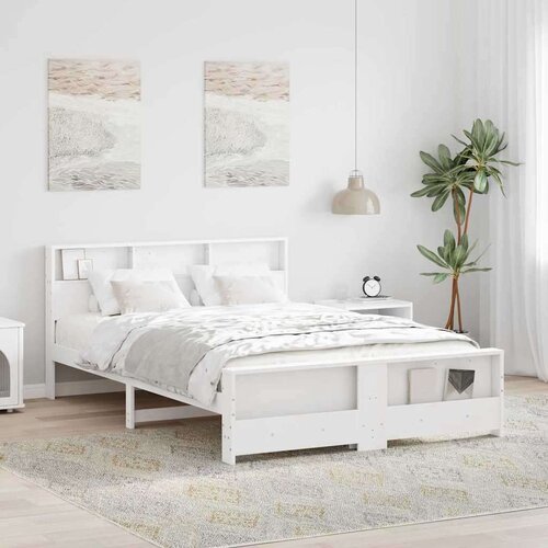 vidaXL Konstrukcija postelje Bela 150 x 200 cm Trdna borovina Cene