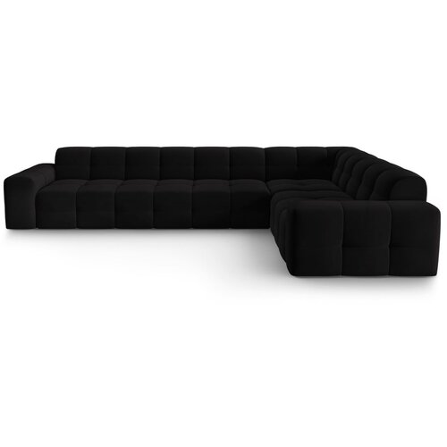 Micadoni Home Črni žametni kotni kavč (desni kot) Kendal - Micadoni Home Slike