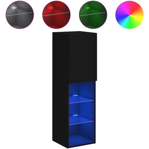 Maison Chic TV omarica - TV stojalo - Televizijska omarica z LED lučkami črna 30,5x30x102 cm, (21699661) Slike