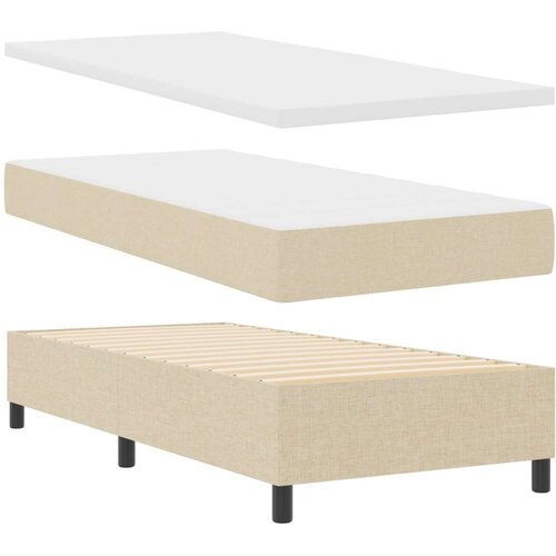 VidaXL krevet s kutijom s madracem krem boje 100x200 cm tkanina Slike
