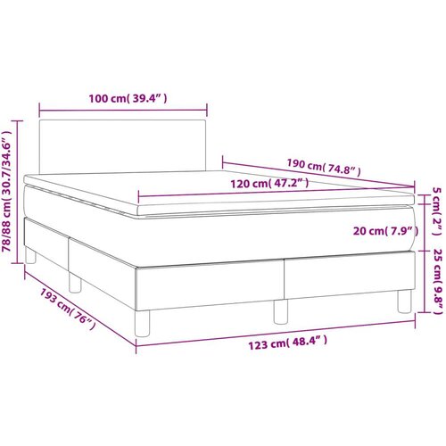  Krevet s oprugama i madracem LED tamnosmeđi 120x190 cm tkanina Slike