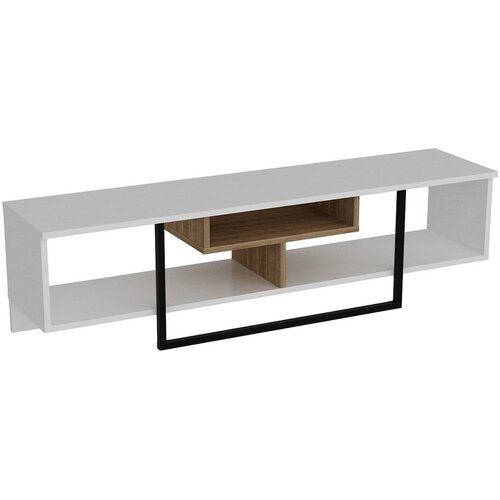 Kalune Design Bijeli TV stol u dekoru hrasta 149x40 cm Asal - Slike
