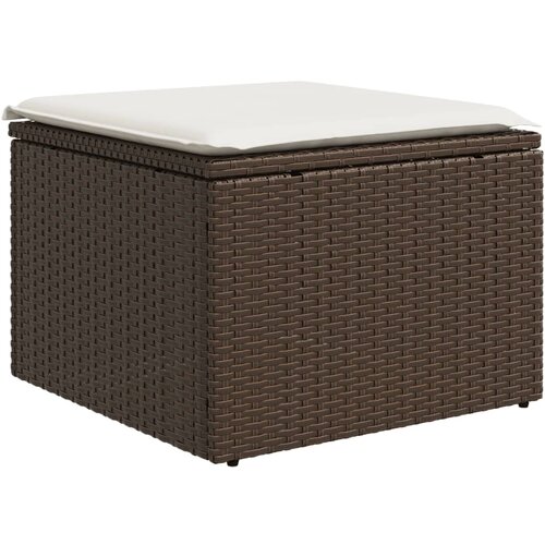  Vrtni tabure s jastukom smeđi 55 x 55 x 37 cm od poliratana Slike