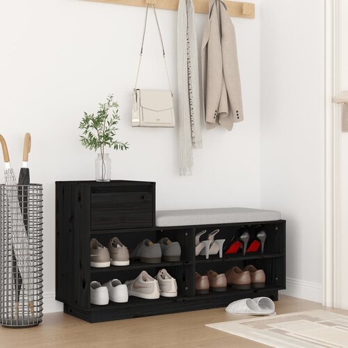 vidaXL Omarica za čevlje črna 110x34x61 cm trdna borovina Cene