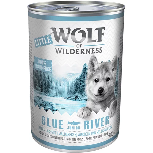 Wolf of Wilderness Little 6 x 400 g - Blue River Junior - piletina i losos