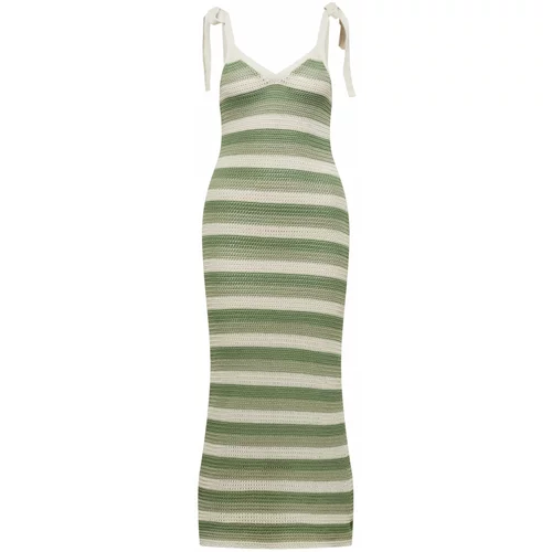 A LOT LESS Pletena haljina 'Jasmina' zelena / svijetlozelena / bijela