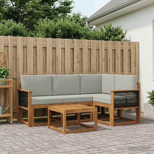  Set vanjskih sofa 5 kom. Prirodna i svjetlosiva Poliester Slike