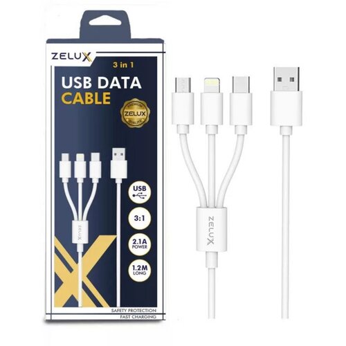 Zelux usb kabel za polnjenje ali prenos podatkov 3v1 micro usb, usb-c in lightning Cene