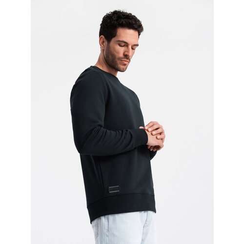 Ombre BASIC men's non-stretch cotton sweatshirt - black Cene