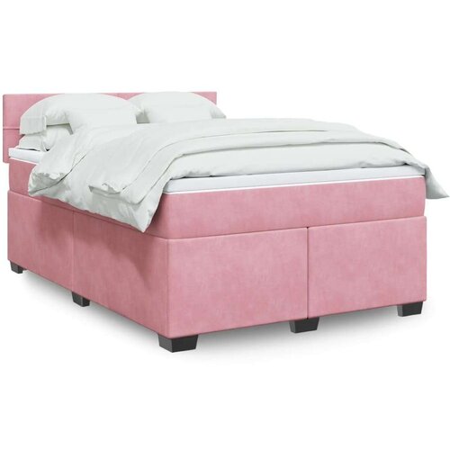 vidaXL Box spring postelja z vzmetnico temno roza 140x200 cm žamet Cene