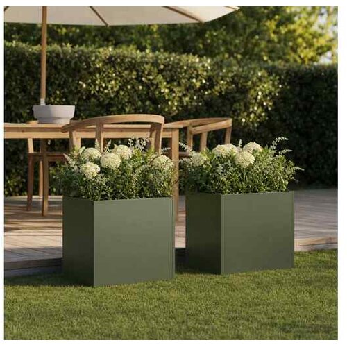 vidaXL Vrtna saksija 2 kom. Maslinastozelena 35 x 35 x 35 cm - Maslinastozelena 35 x 35 x 35 cm 2 Cene