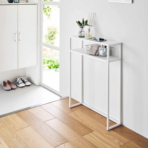 YAMAZAKI Bela kovinska stranska mizica 18x60 cm Tower &amp;ndash; Slike