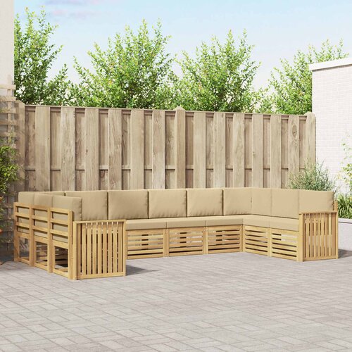  Set vanjskih sofa 10 pcs Bijela i bež 363 x 187,5 x 73 cm Slike