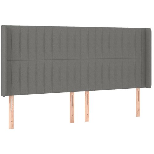 VidaXL Vzglavje z u&amp;scaron;esi temno sivo 163x16x118/128 cm blago, (20952542) Slike