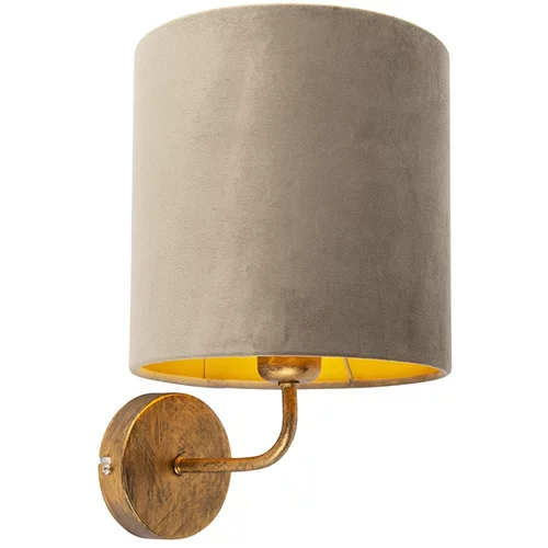 QAZQA Vintage stenska svetilka zlata z žametnim odtenkom taupe - Matt