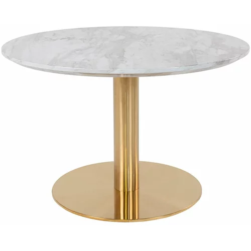 House Nordic Bela/v zlati barvi okrogla mizica z mizno ploščo v marmornem dekorju 70x70 cm Bolzano –
