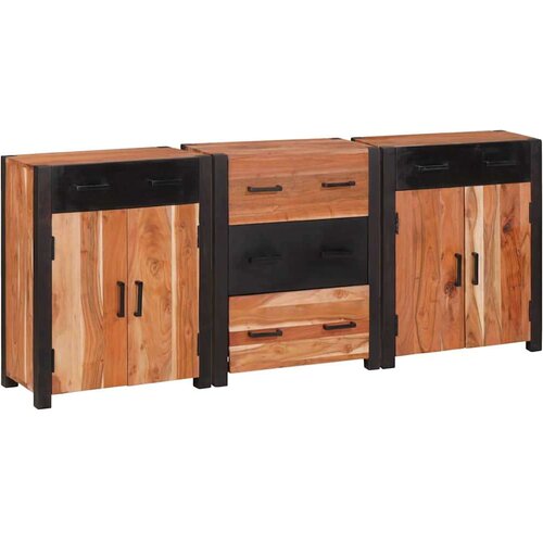  Kreveta 3 pcs Smeđa 165 x 30 x 75 cm Čvrsto drvo akacije Cijene
