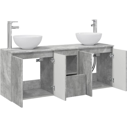  Set ormarića za kupaonicu 3 kom. Betonska siva 129 x 41 x 80 cm Slike