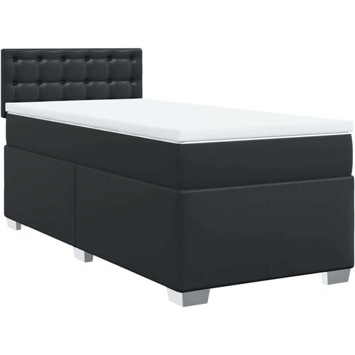 VidaXL Krevet s oprugama i madracem crni 100x200 cm od umjetne kože Slike