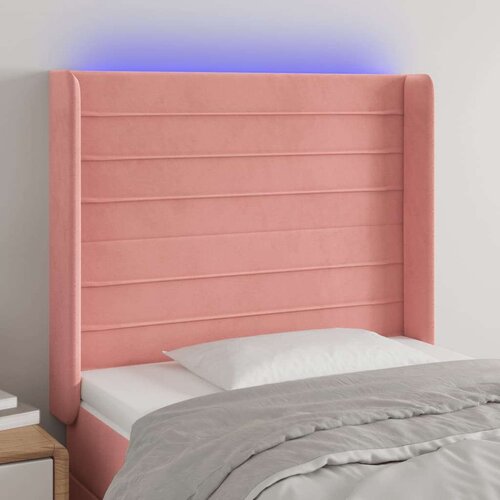 Posteljno vzglavje roza 103x16x118/128 cm žamet Slike