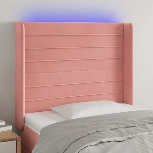  posteljno vzglavje roza 103x16x118/128 cm žamet