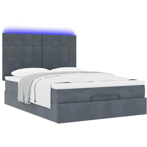  Otomanski krevet s madracima&amp;amp;LED tamnosivi 140x190cm bar&amp;scaron;unasti Slike