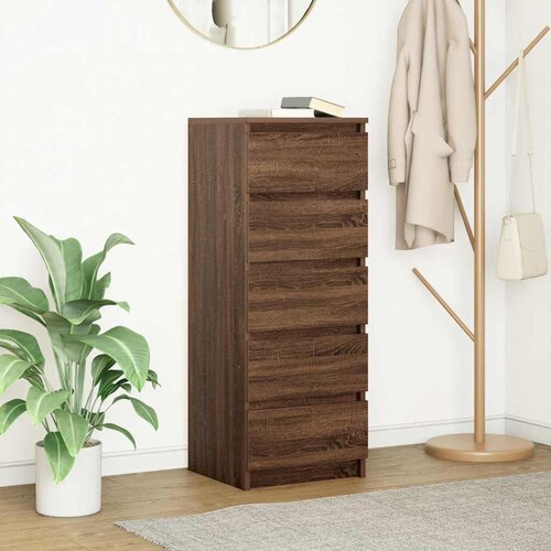 VidaXL Komoda s ladicama smeđi hrast 37,5x35x99 cm izrađeno drvo Slike