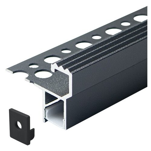 Mitea Lighting aluminijumski profil za led trake crni 29x37x2000mm za pločice/stepenice sa difuzorom 2m MA07-C Cene