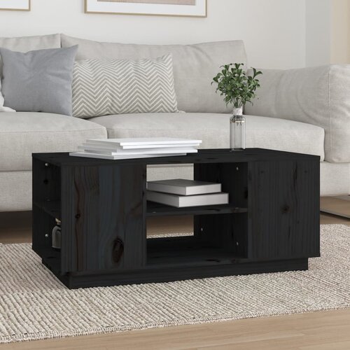 vidaXL Klubska mizica črna 90x49x40,5 cm trdna borovina Cene